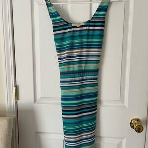 LOFT Multicolor Striped Midi Dress